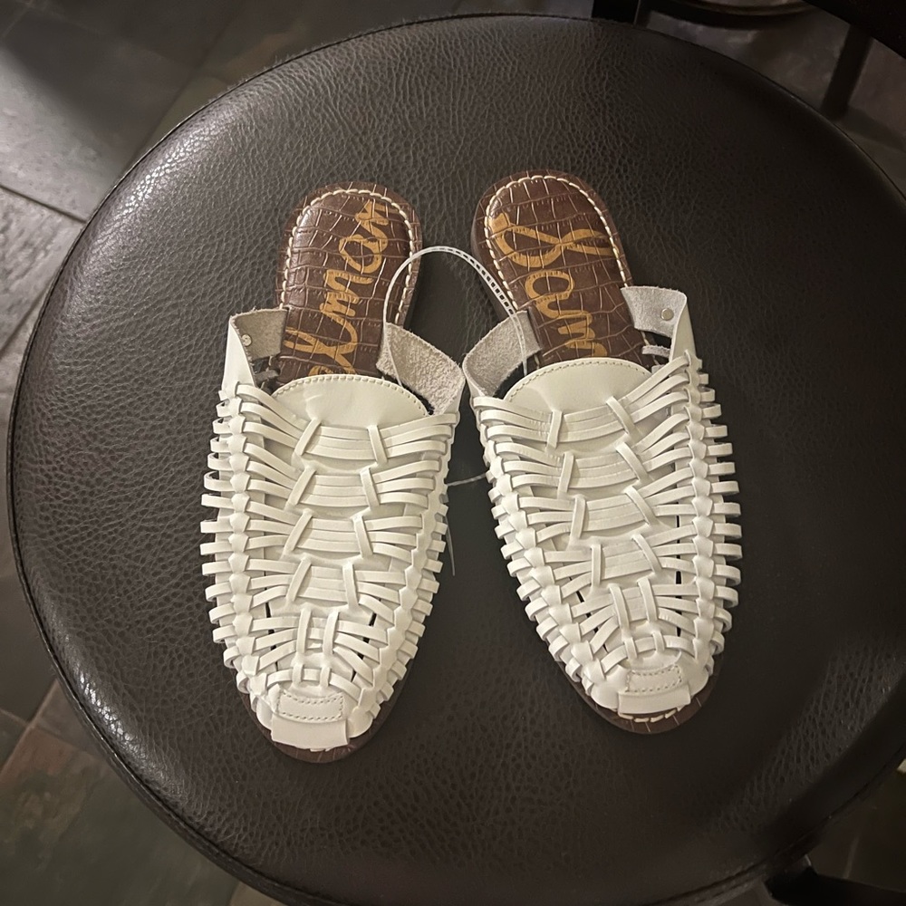 NWT Sam Edelman Keelyn Huarache Leather Mule Sandals Woven Slides